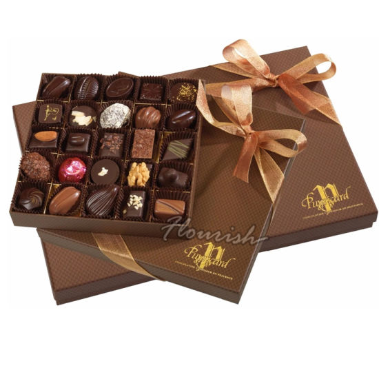 White Art Paper Chocolate Gift Box with Yellow Ribbon