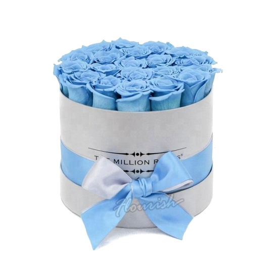 White Round Tube Shape Rose Flower Gift Packaging Box 