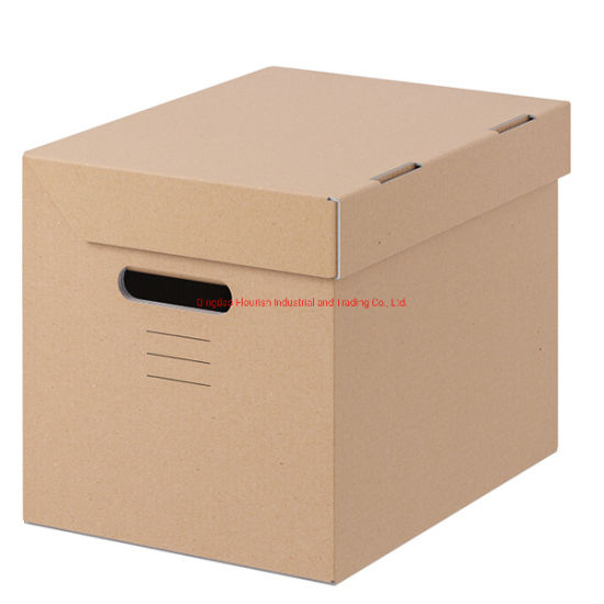 Corrugated Paper Office Archive Box with Lid 