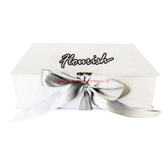 Medium Size Beige Art Paper Gift Box for Party And Events with Ribbon