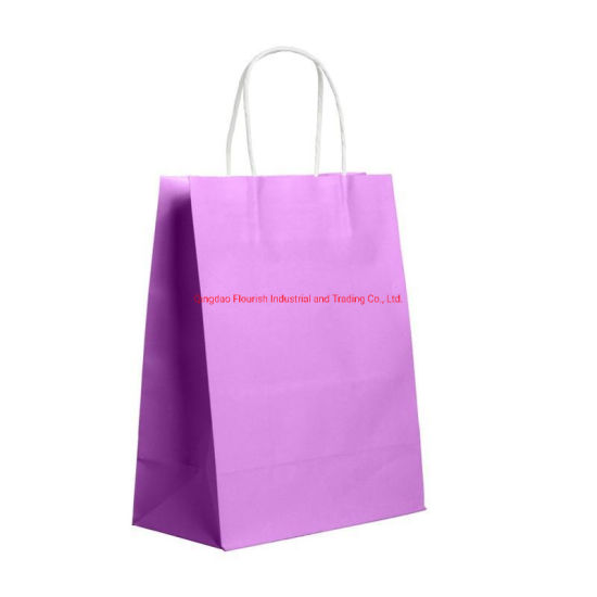 Kraft Paper Washed Printing Blue Bag