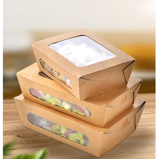 Recyclable Original Brown Kraft Paper Office Lunch Box with WIndow