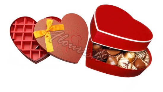 Gold Decorated Red Heart Shaped Candy Box