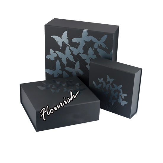 Luxury Black Velvet Ring Packaging Cardboard Box