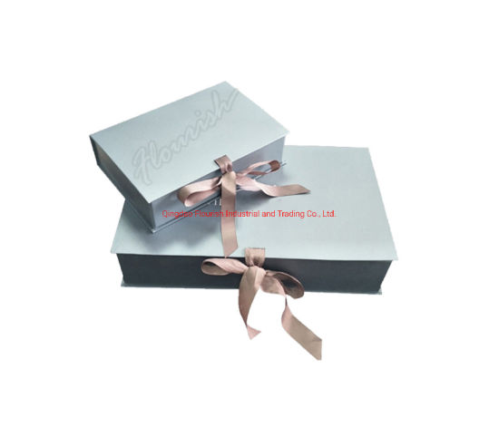 Romantic Purple Blue Rectangle Shaped Clamshell Type Wedding Gift Box 
