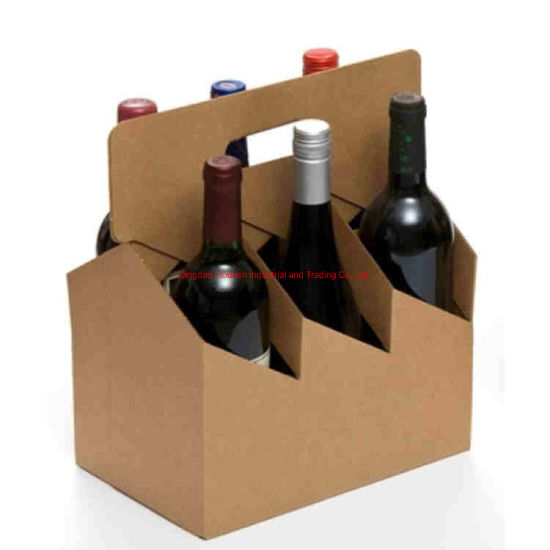 White Corrugated Paper Wine Bottle Packaging Basket Box