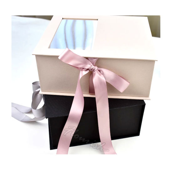 Romantic Rose Flower Gift Packaging Cardboard Box with Clear Window