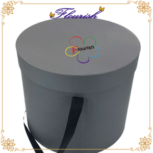 Wholesale Price Laminated Grey Color Round Shaped Cardboard Flower Box 