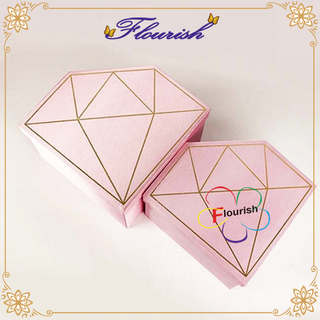 Gold Stamping Pink Color Diamond Shaped Paperboard Flower Gift Box