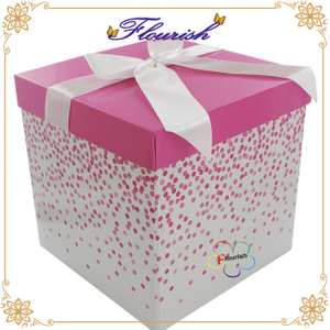 Large Rigid Cardboard Polk Dot Favor Birthday Party Gift Packaging Box