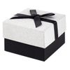 Rigid Square Cardboard Jewelry Gift Box with Bowtie Decoration