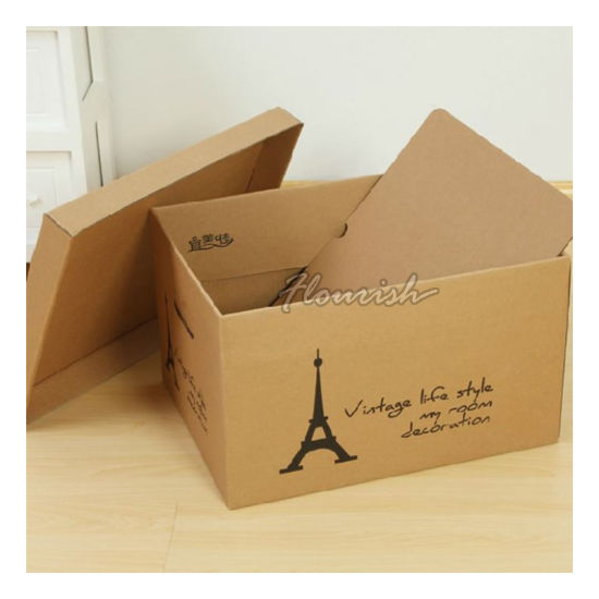 Corrugated Paper Office Archive Box with Lid 