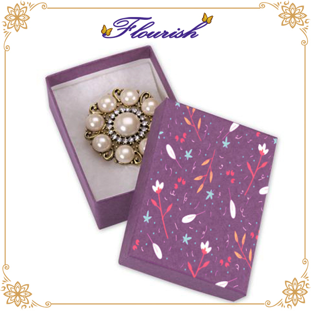 Custom Printing Coated Paper Lid And Base Type Cardboard Brooch Box for Party