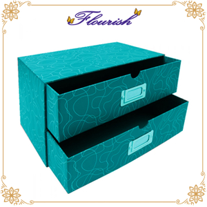 Factory Price Silver Printing Green Cardboard Two Drawer Jewelry Packaging Box 