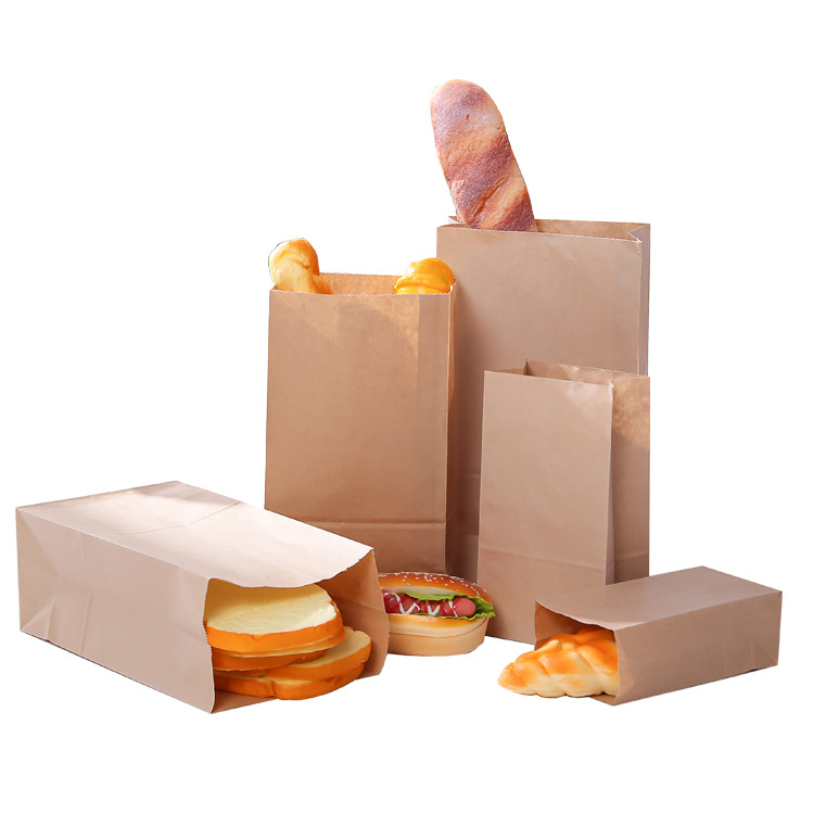 Wholesale Eco-friendly Food Grade Kraft Paper Bag For Packaging Fast Food/Snack/Bread