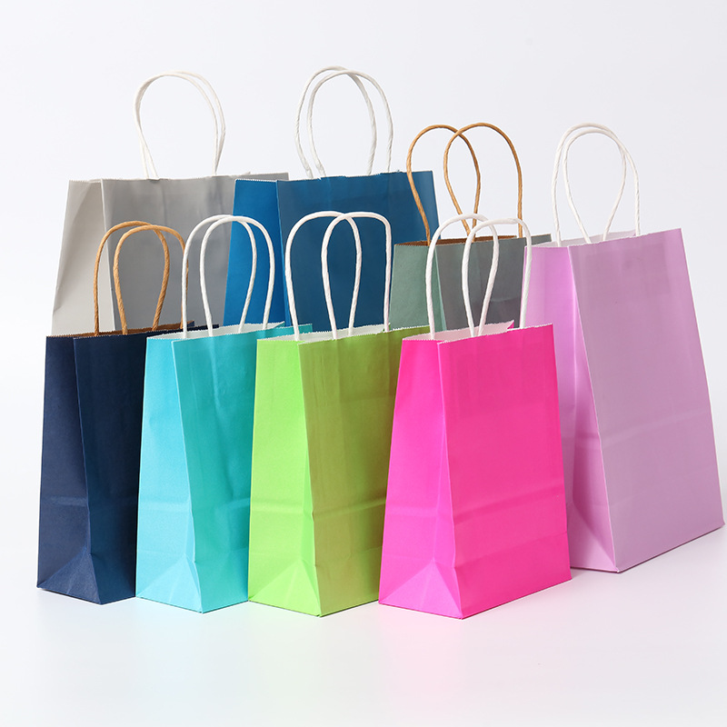 China Wholesale Multicolor Kraft Paper Packaging Gift Bags,Twisted Handle Bags