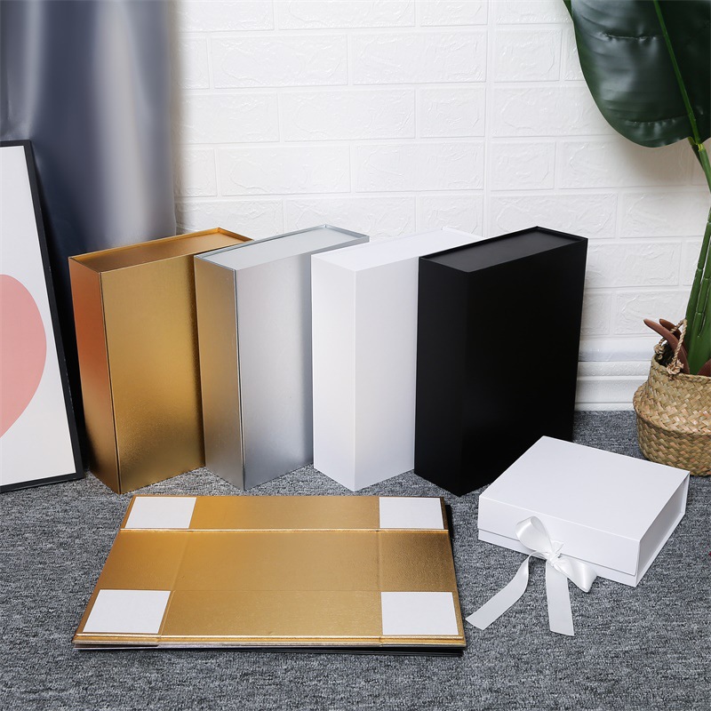 Custom Logo Printed Folding Carton Box,Ribbon Closure Paper Packaging Gift Box
