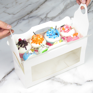  China Wholesale White Cardboard Paper Packaging Cake Box With Handle