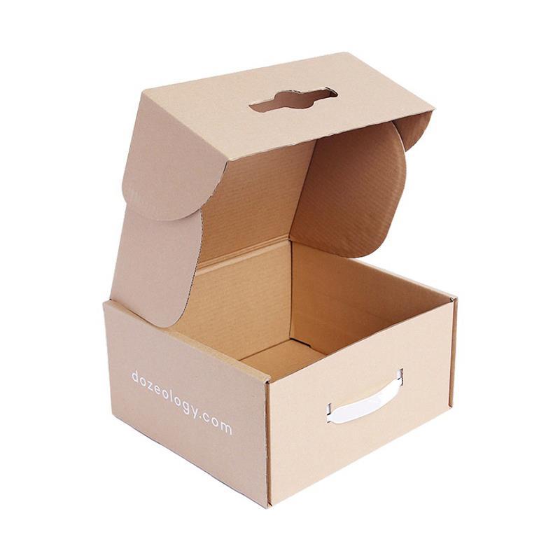 Sturdy Durable Recycled Corrugated Cardboard Paper Packing Box With Plastic Handle,Custom Logo Printing Paper Packaging Carton Boxes