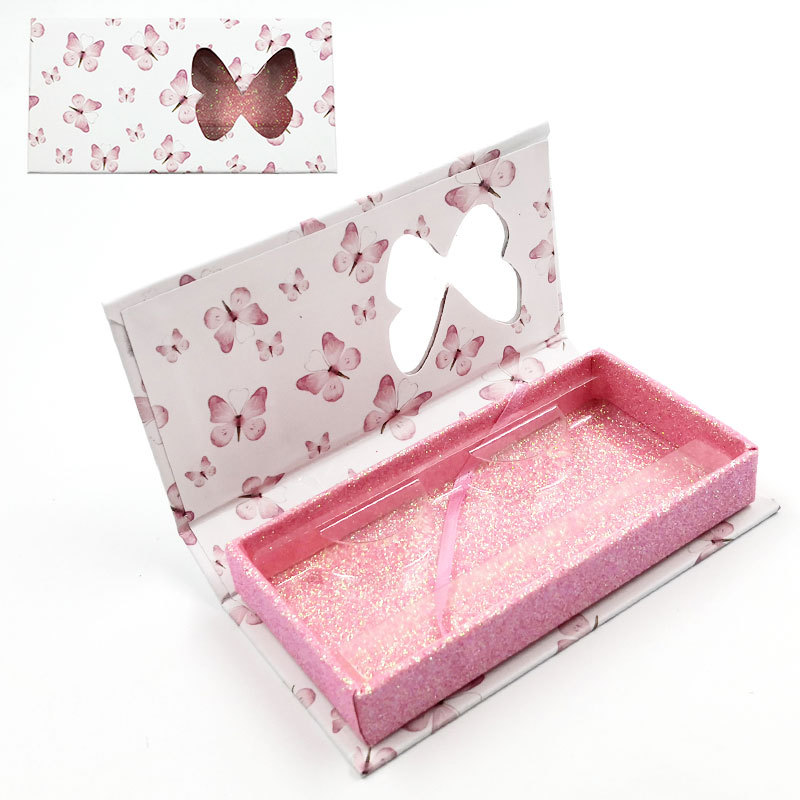 Eyelash Box with Your Own Logo Cardboard Packing Boxes of Eyelashes with Clear PVC Window Wholesale Mink Eyelash with Custom Packaging Box