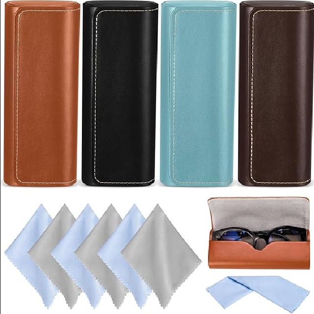 Premium Slim PU Leather Hard Eyeglass Case Portable Pressure Resistant Sunglasses Storage Protector