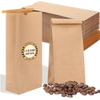 Kraft Paper Coffee Bags with Tin Tie Closure, 1 LB Size, 80 Pack, Food Grade Storage Bags for Coffee Beans, Bread & Snacks