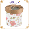 Floral Printing Linen Paper Flower Storage Round Box