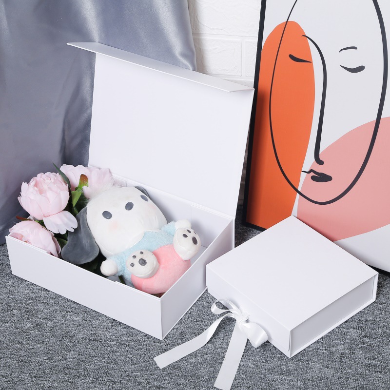 Custom Logo Printed Folding Carton Box,Ribbon Closure Paper Packaging Gift Box