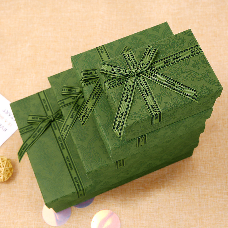 Green Color Lid And Base Carton Gift Box For Packaging Cosmetic Perfume Garments Shoes