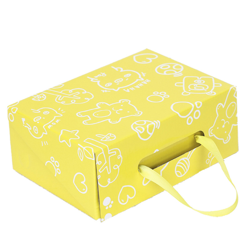 Custom Logo Printing Christmas Gift Boxes,Corrugated Carton Box With Ribbon Handle