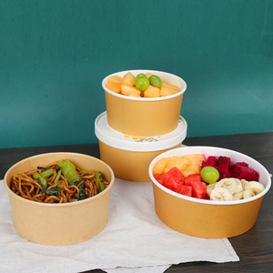 China Manufacturer Wholesale Eco-friendly Kraft Paper Packaging Bowl For Fast Food/Ice Cream/Sald/Soup