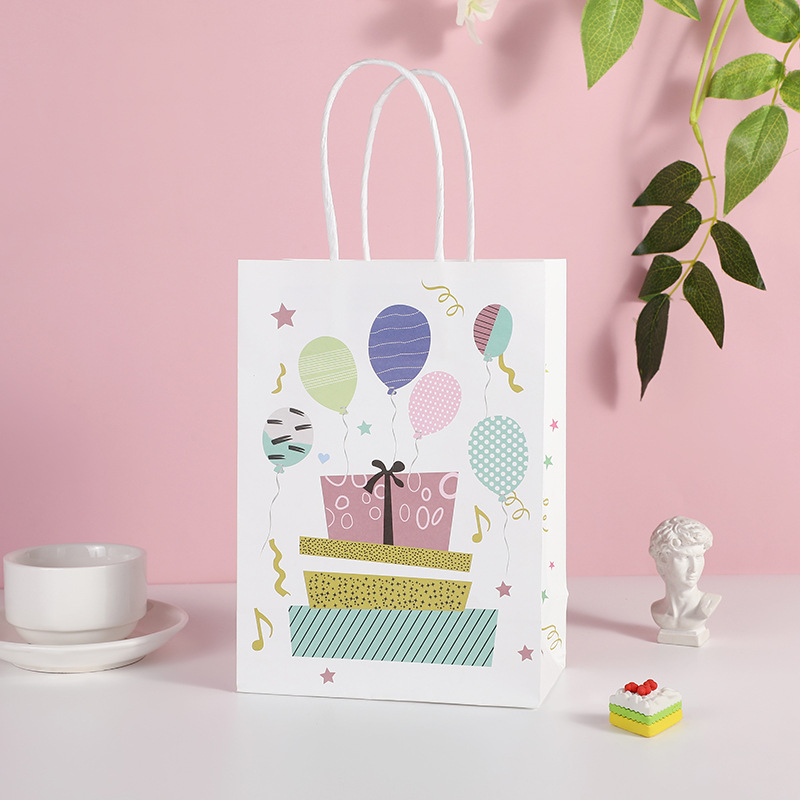 Natural White Kraft Paper Packaging Gift Bags With Twisted Handle