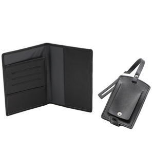 Factory Custom PU Leather Passport Card Holder Gift Printed Logo Luggage Tag Set Passport Cover Bag