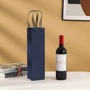 Customized Gravure Printed Luxury Brown Kraft Paper Food Grade Recycled Materials Red Wine Glass Packing and Packaging Gift Bag Logo Design Single Bottle