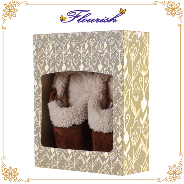 Leaf Element Printing Cardboard Women's Winter Slippers Window Box