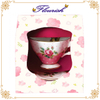 Flower Printing Pink Cardboard Tea Cup And Saucer Gift Display Box