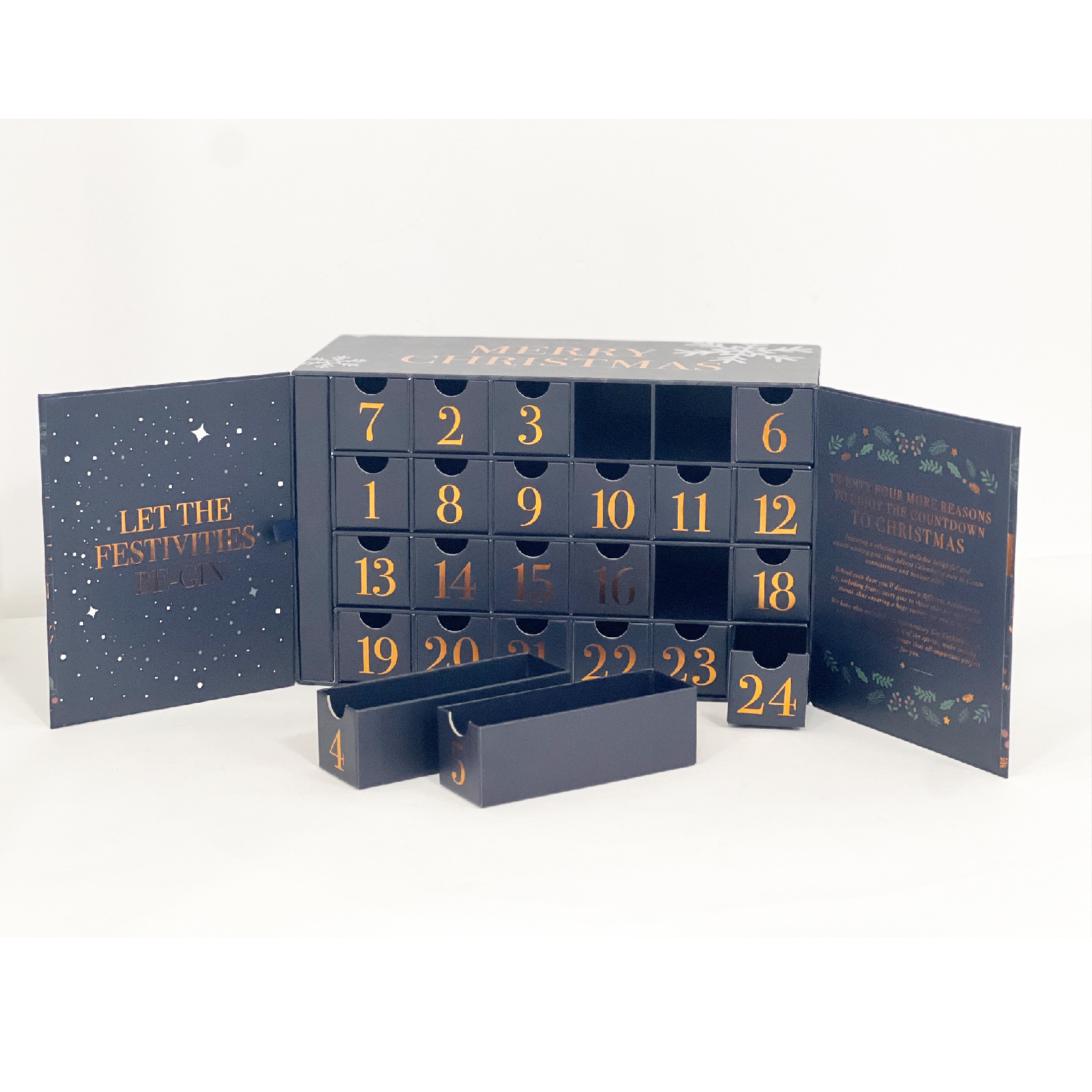 Open Door Magnetic Box Christmas Gift Packaging Food Box Advent Calendar Custom Product Packing Box for Toy Chocolate Cosmetic Jewelry
