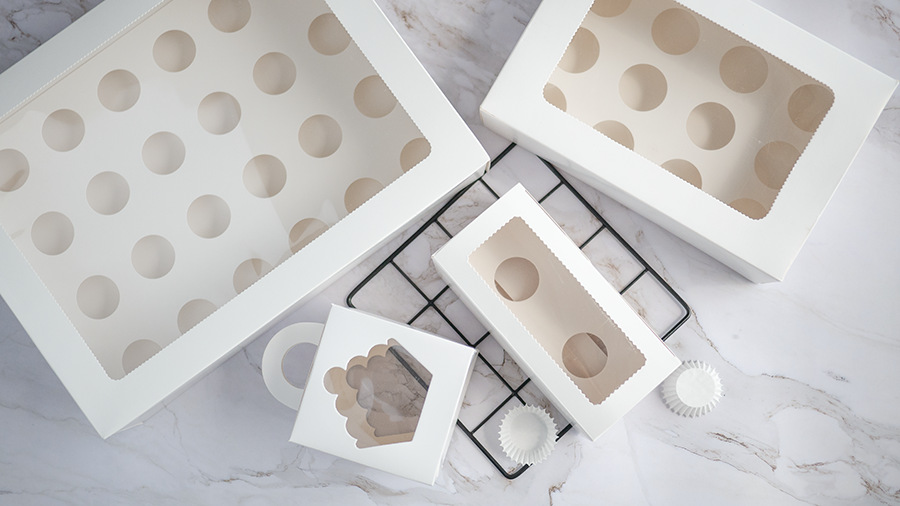 Wholesale Custom Folding Food Storage Packaging Packing Package Paper White Cardboard Box for Cookiey Macaron Donut Candy Cake Cupcake