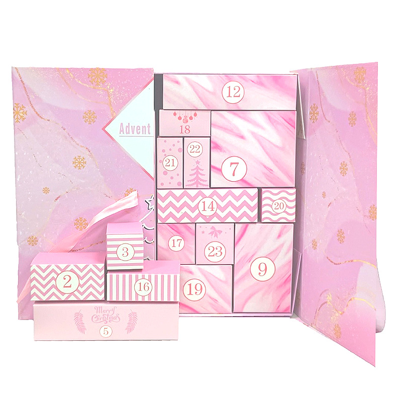 2025 Christmas Xmas Factory Custom Printing Advent Calendar Folding Drawer Paper Cardboard Carton Packaging Packing Package Gift Box for Makeup Chocolate Toy