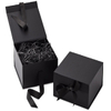 matte black rigid gift box with ribbon bow | collapsible packaging box with crinkle paper filler for wedding, birthday and corporate gifts