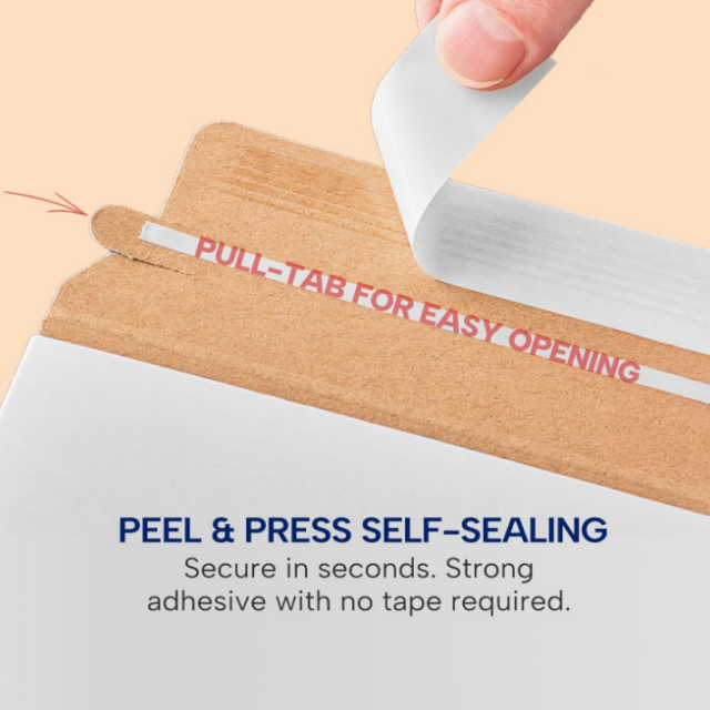 Customizable 18x24 Inch Self-Sealing Stay Flat Rigid Cardboard Mailers Recycled White Chipboard Envelopes For Art Prints Photos Posters Shipping Packaging