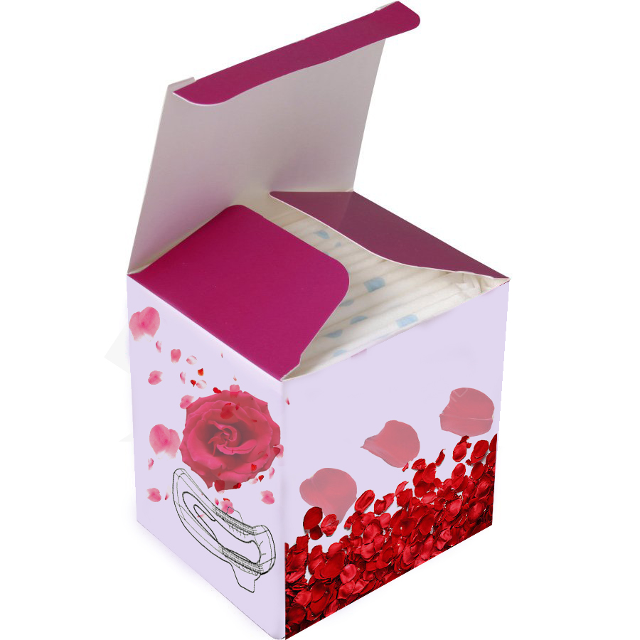 Custom White Coated Paper Sanitary Napkin Storage Box