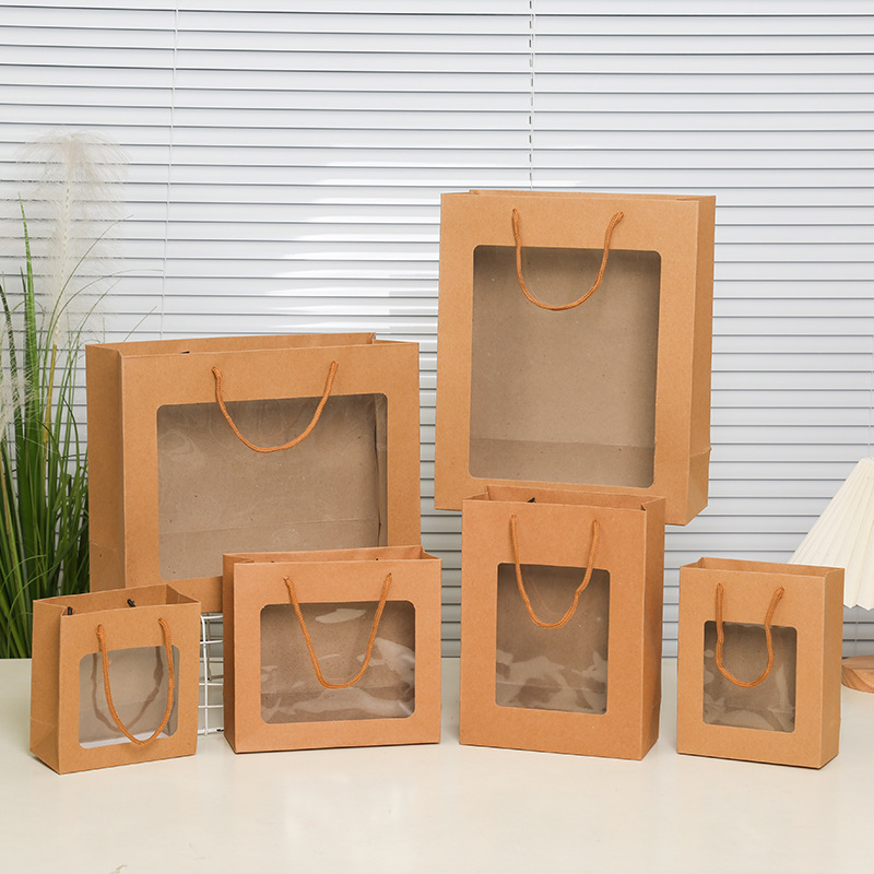 Wholesale Eco-friendly Recyclable Kraft Paper Shopping Bags With Window