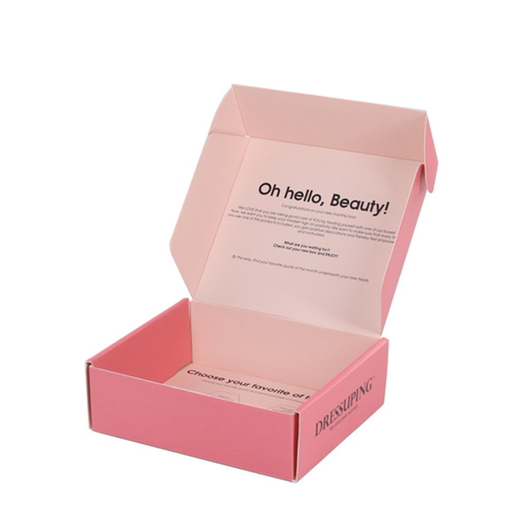 Hot Stamping Custom Logo Pink Shipping Boxes，Corrugated Paper Packaging Carton Box