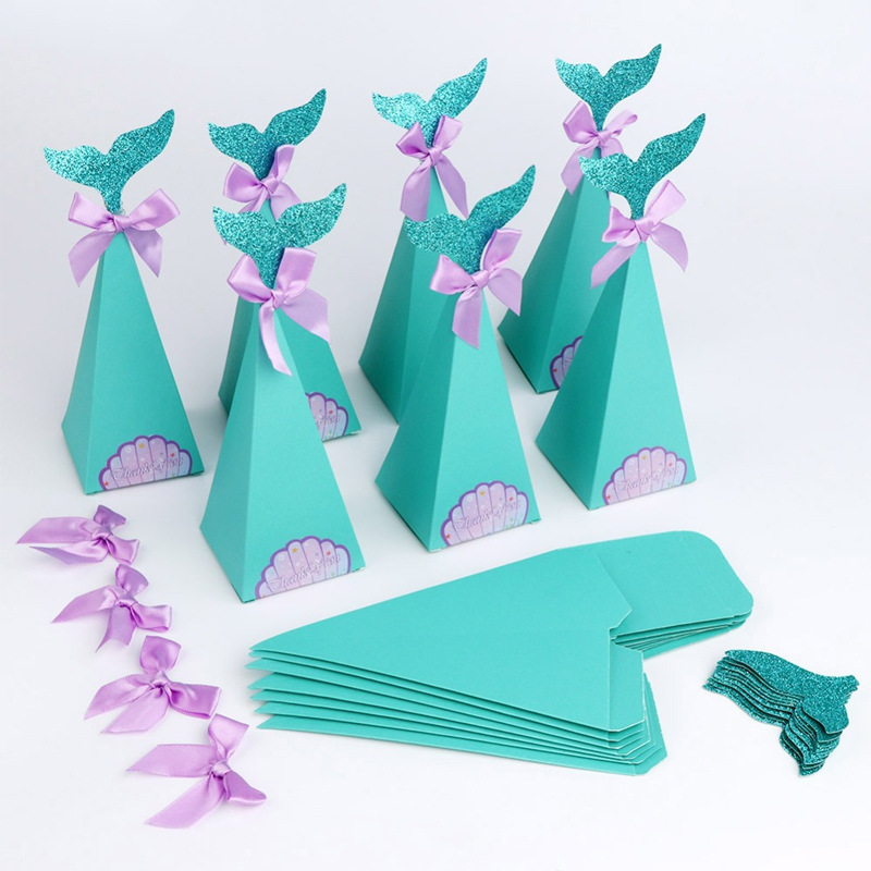 Mermaid Tail Paper Candy Box, Wedding Party Gift Box, Custom Logo Cookie Box for Birthday Party