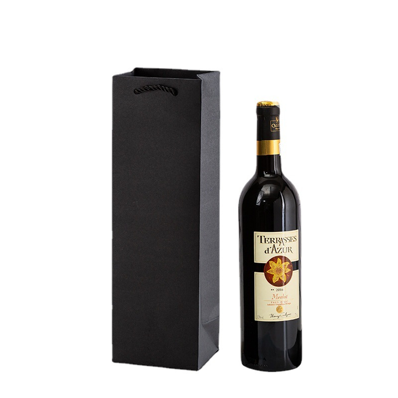 China Wholesale Custom Logo Printed Wine Paper Packaging Bags With Handles