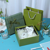 Green Color Lid And Base Carton Gift Box For Packaging Cosmetic Perfume Garments Shoes