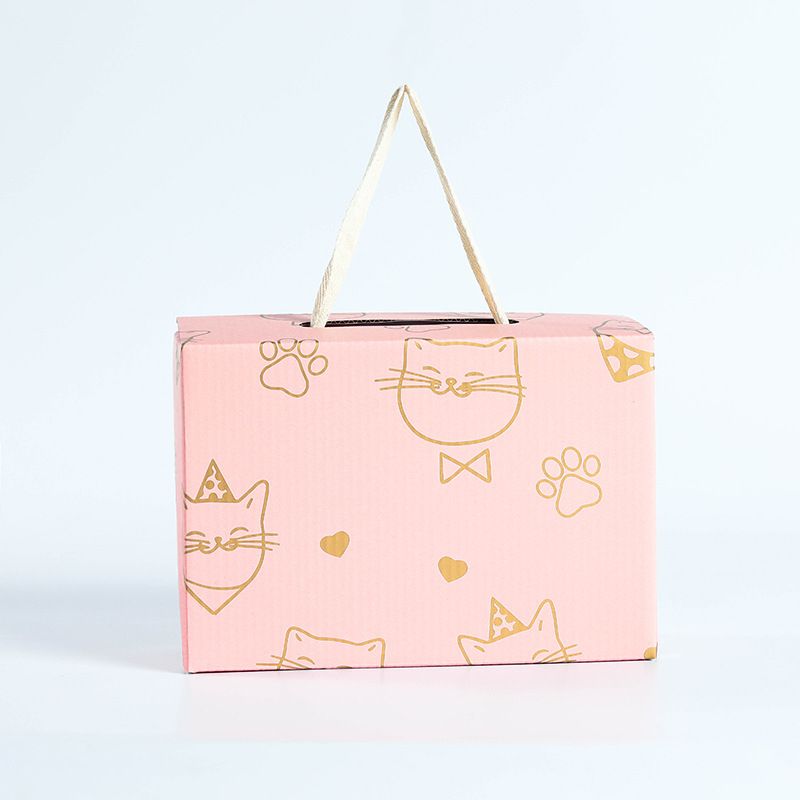 Ribbon Handle Corrugated Cardboard Flute Paper Garments Shoes Packaging Boxes