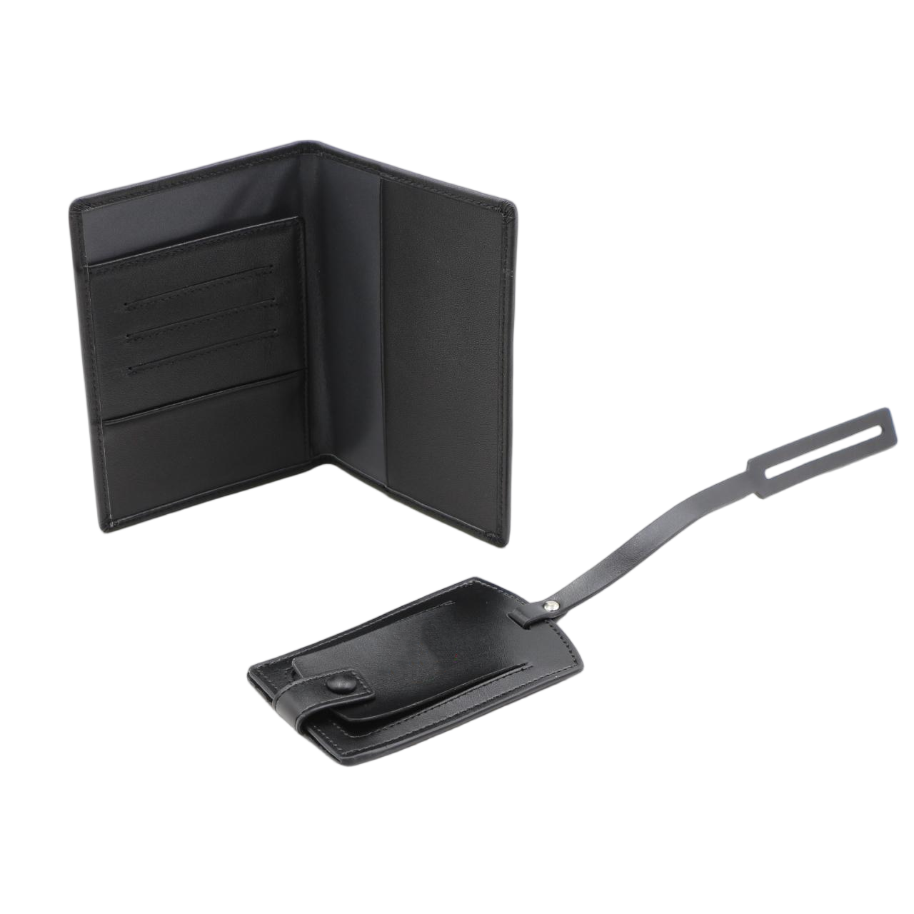 Factory Custom PU Leather Passport Card Holder Gift Printed Logo Luggage Tag Set Passport Cover Bag