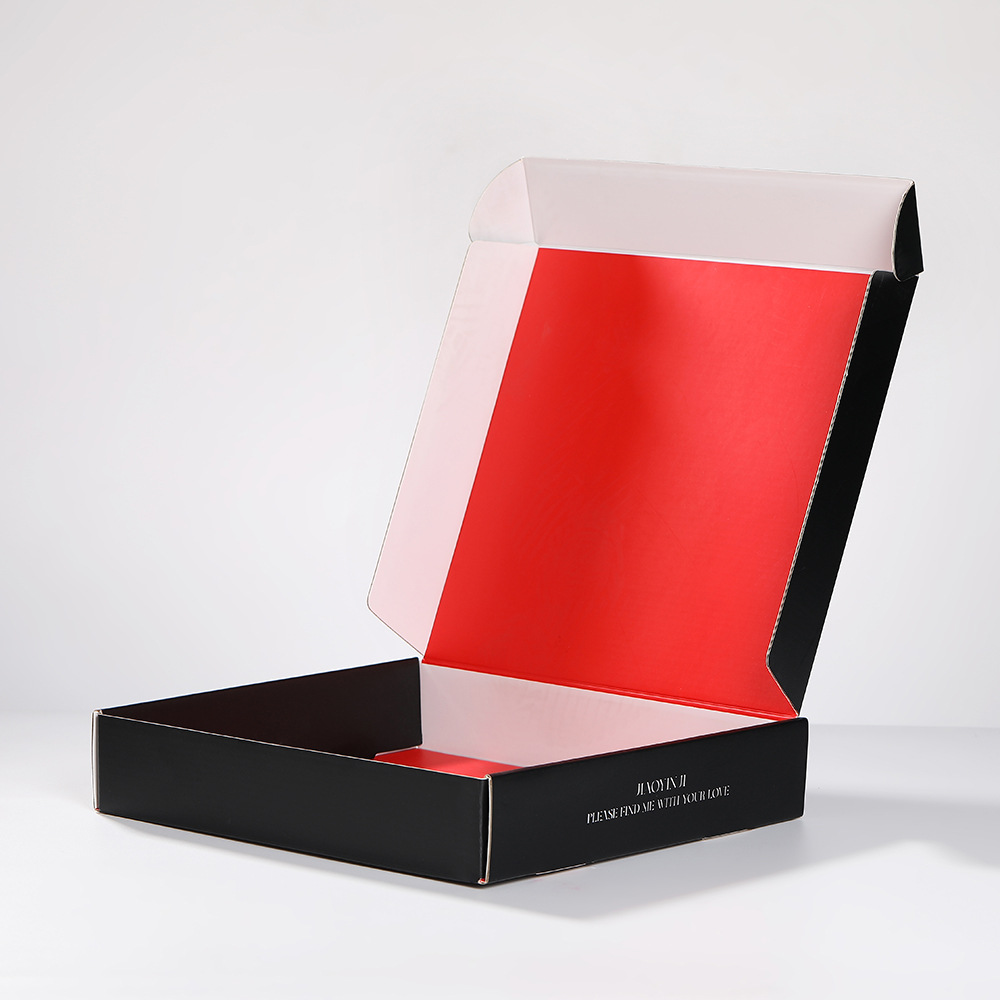Custom Logo Printed Paper Packaging Subscription Black Mail Shoe Cloth Apparel Paper Gift Box Postal Shipping Mailer Mailing Folding Cardboard Corrugated Box